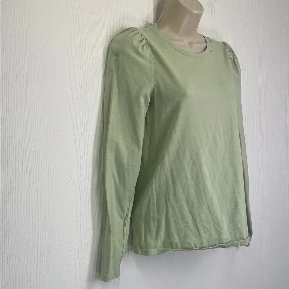 Madewell - Easy Puff Light Green Crewneck Long Sleeve Lightweight Blouse SZ XS